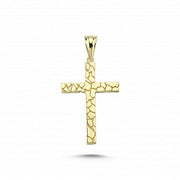 9CT GOLD NUGGET PATTERN CROSS